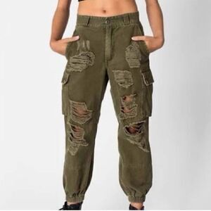 Carmar Green Distressed Cargo Jogger Pants Women’s 8